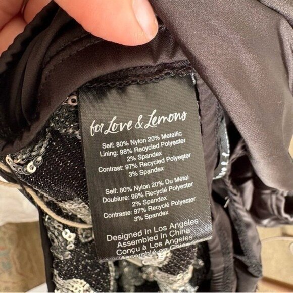 For Love And Lemons Black and Silver Floral Mini Dress - Picture 14 of 14